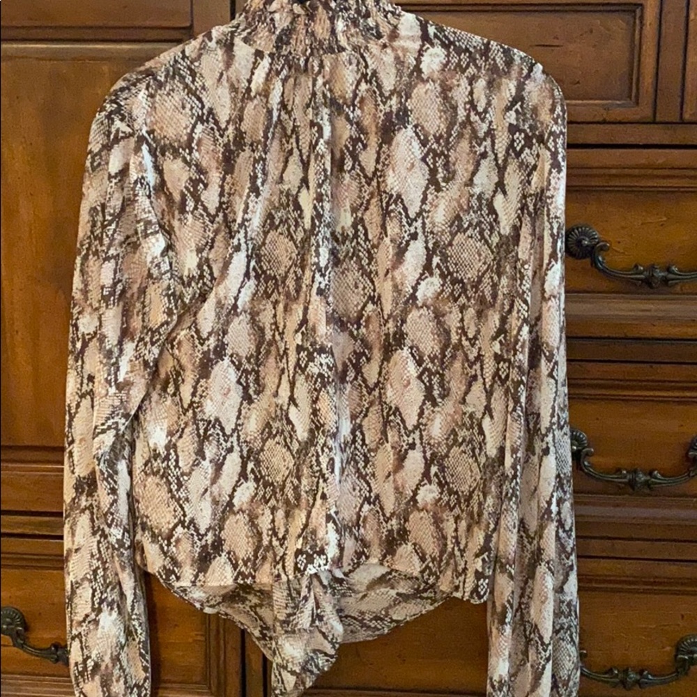 La Bella Vida Snake Print Turtleneck Top
